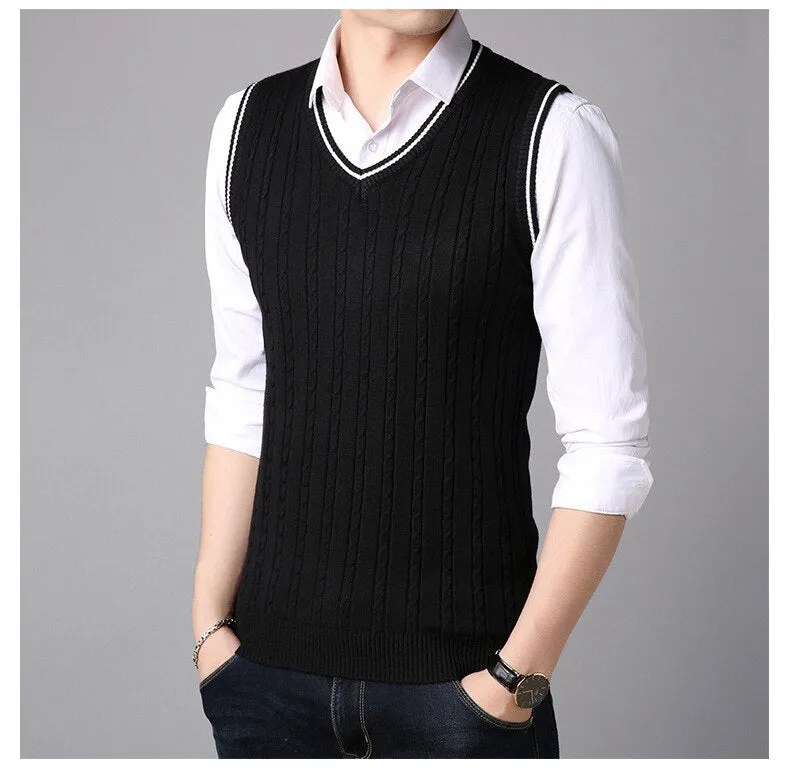 Angelo Ricci™ Casual Knitted V-Neck Elegant Sweater Vest