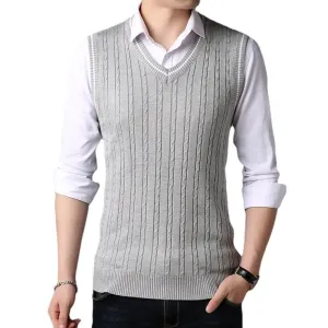 Angelo Ricci™ Casual Knitted V-Neck Elegant Sweater Vest