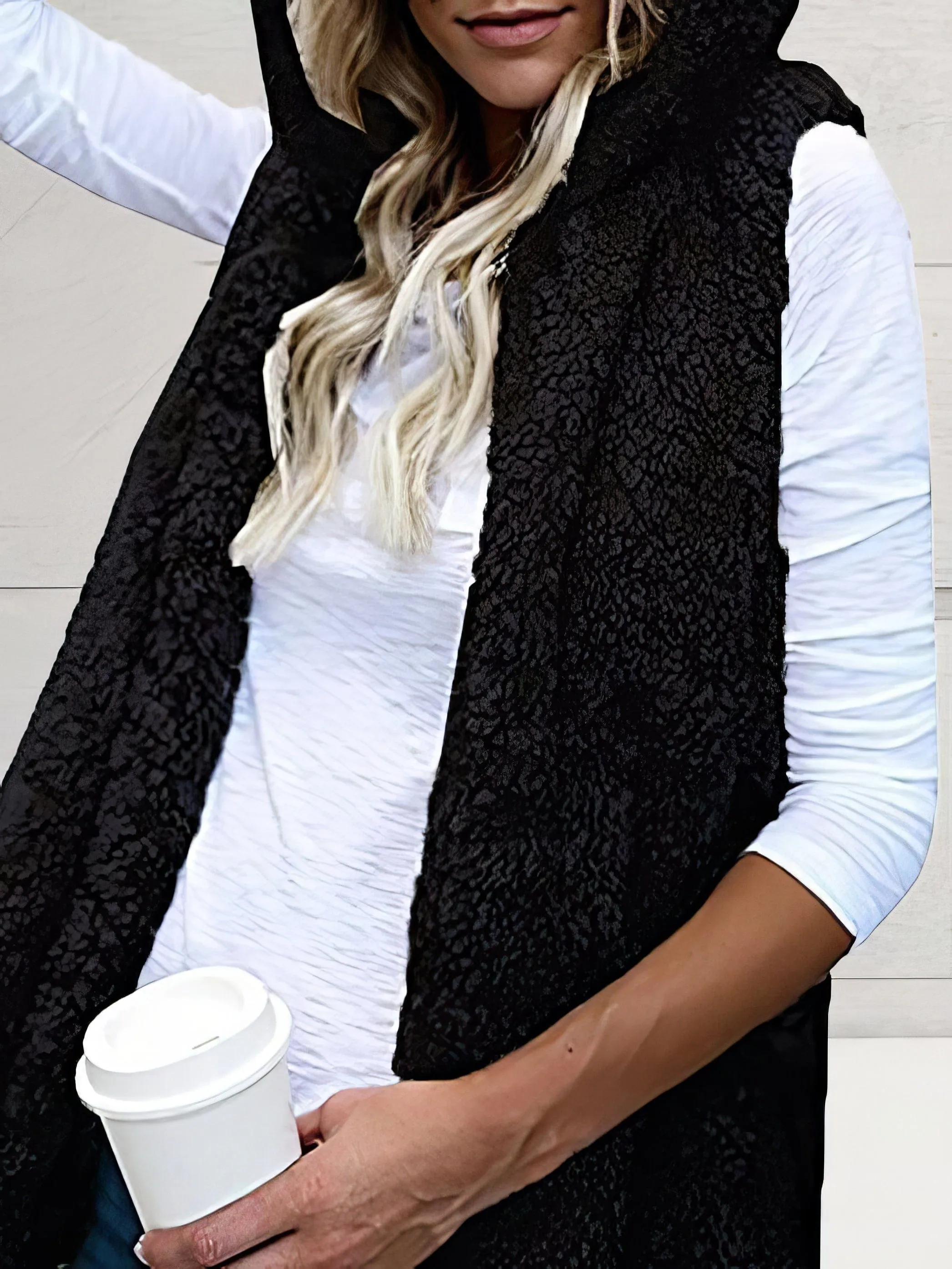 Casual Open-Front Sherpa Vest