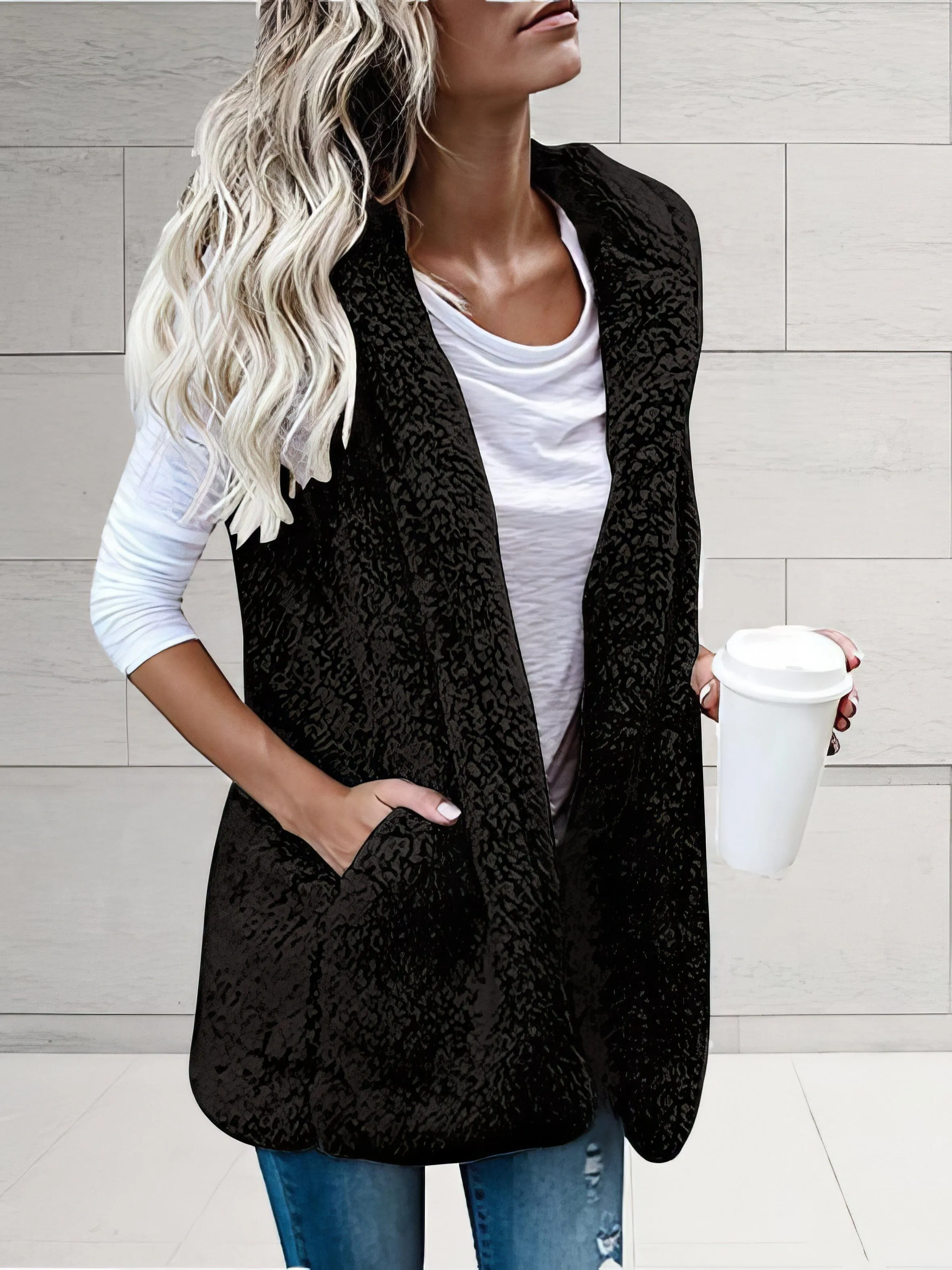 Casual Open-Front Sherpa Vest