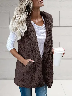 Casual Open-Front Sherpa Vest