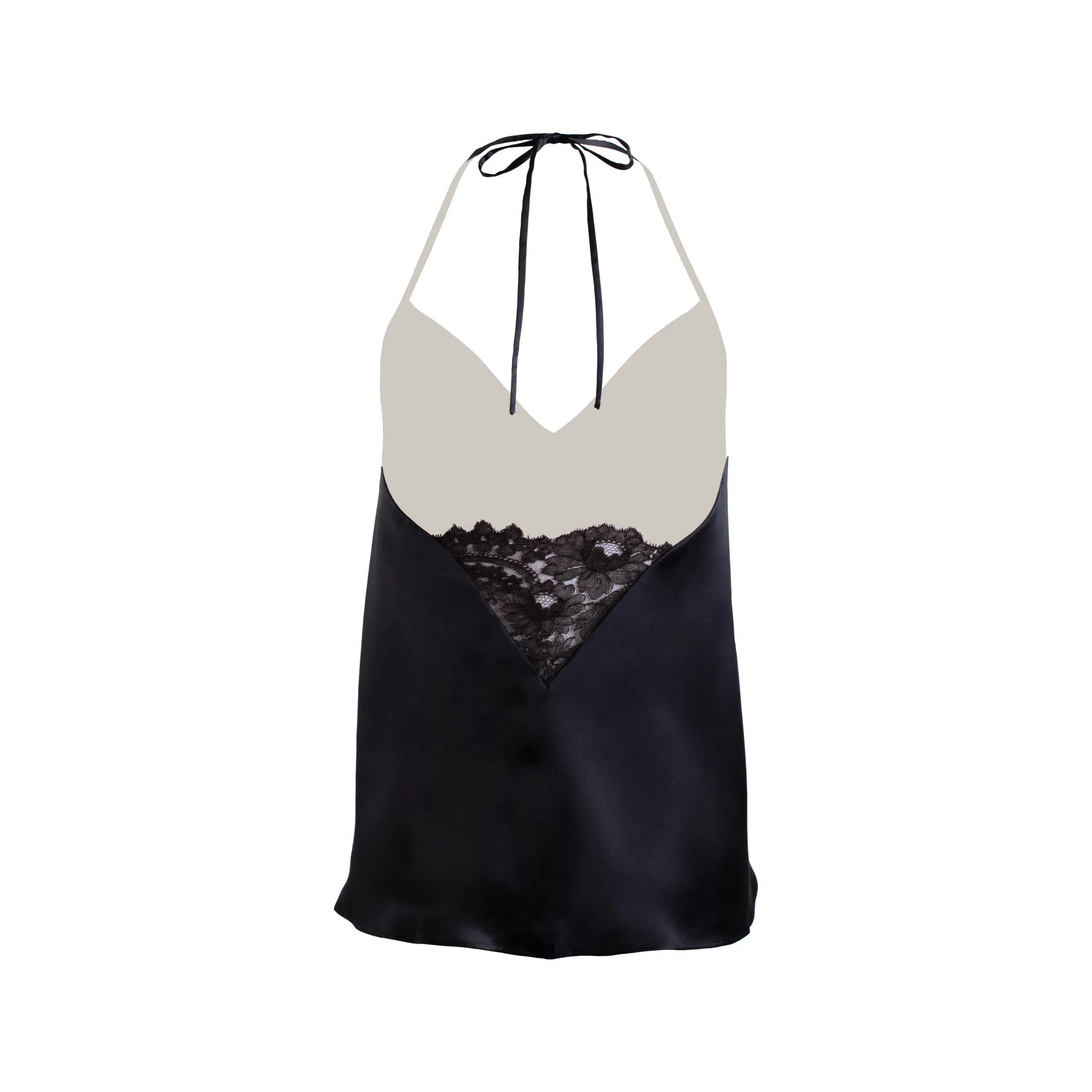 Constance, Camisole in satin silk and Leavers lace
