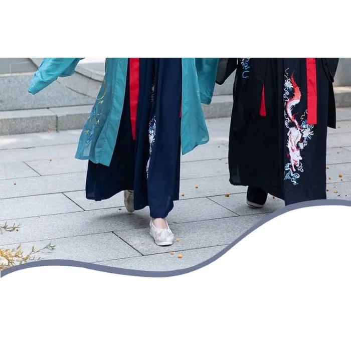 Couple Matching Fox Floral Embroidered Hanfu Jacket / Top / High Waist Maxi