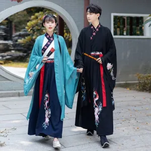 Couple Matching Fox Floral Embroidered Hanfu Jacket / Top / High Waist Maxi
