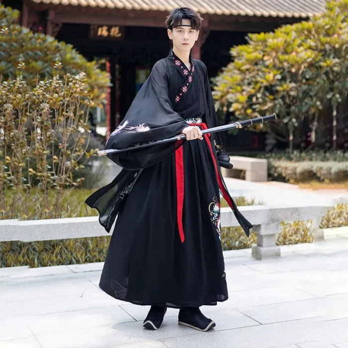 Couple Matching Fox Floral Embroidered Hanfu Jacket / Top / High Waist Maxi
