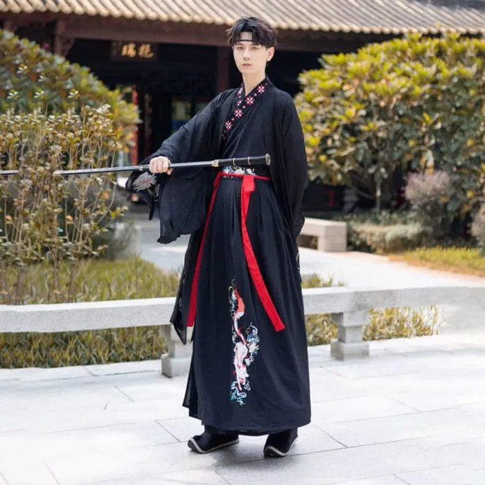 Couple Matching Fox Floral Embroidered Hanfu Jacket / Top / High Waist Maxi