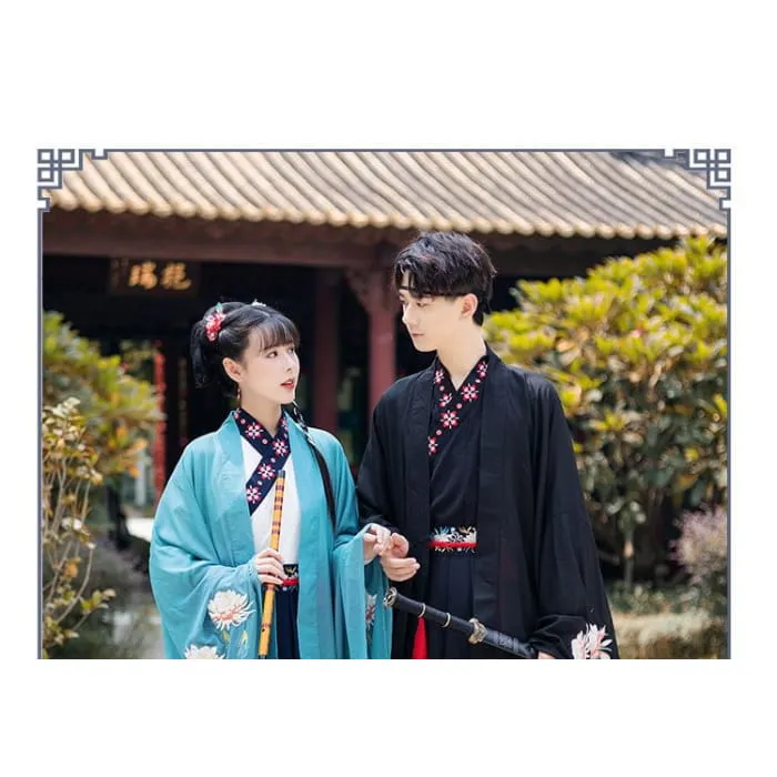 Couple Matching Fox Floral Embroidered Hanfu Jacket / Top / High Waist Maxi