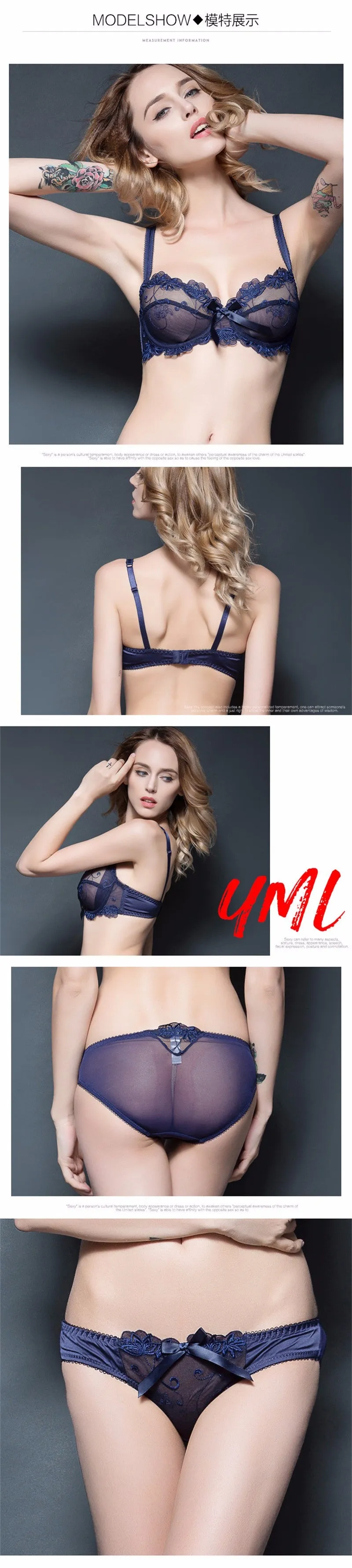 Fashion Embroidery Ultra Thin Transparent Lingerie Bra &  Panties Lace Set ( Colors & Sizes Available)