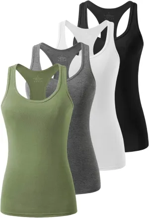 Femdouce Racerback Workout Tank top for Women Activewear Running top Yoga 4 Pack