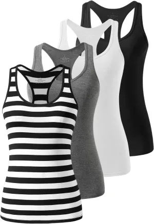 Femdouce Racerback Workout Tank top for Women Activewear Running top Yoga 4 Pack