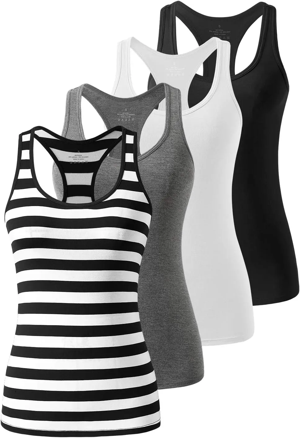 Femdouce Racerback Workout Tank top for Women Activewear Running top Yoga 4 Pack