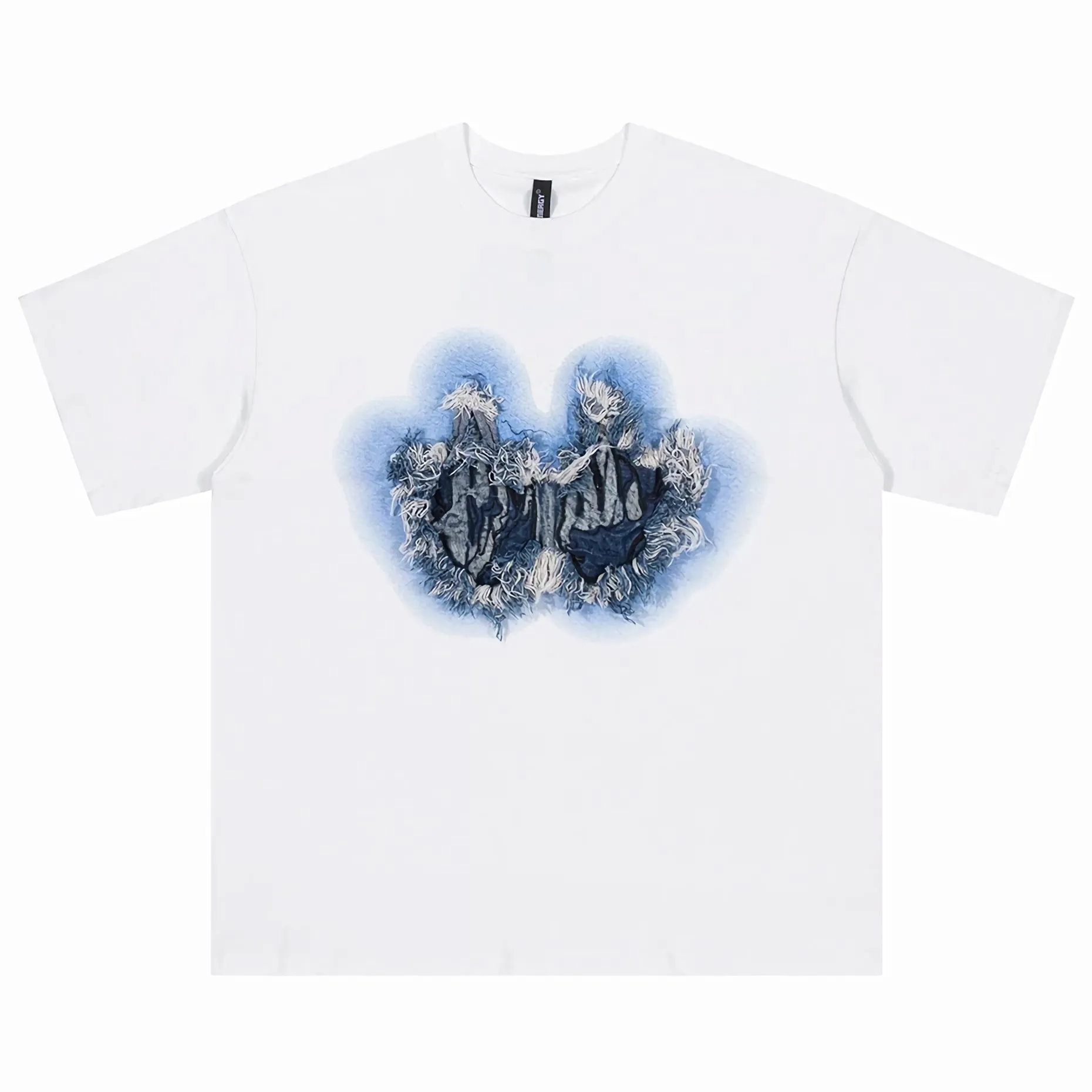 'Finger' Embroidered Cotton T-Shirt