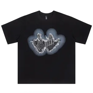 'Finger' Embroidered Cotton T-Shirt
