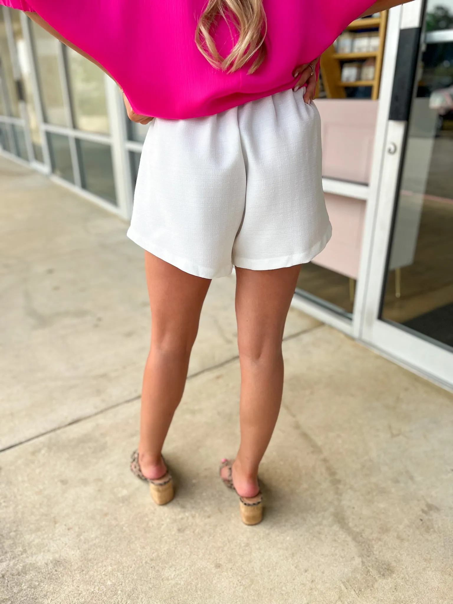 High Expectations White High Waisted Pleated Dress Shorts