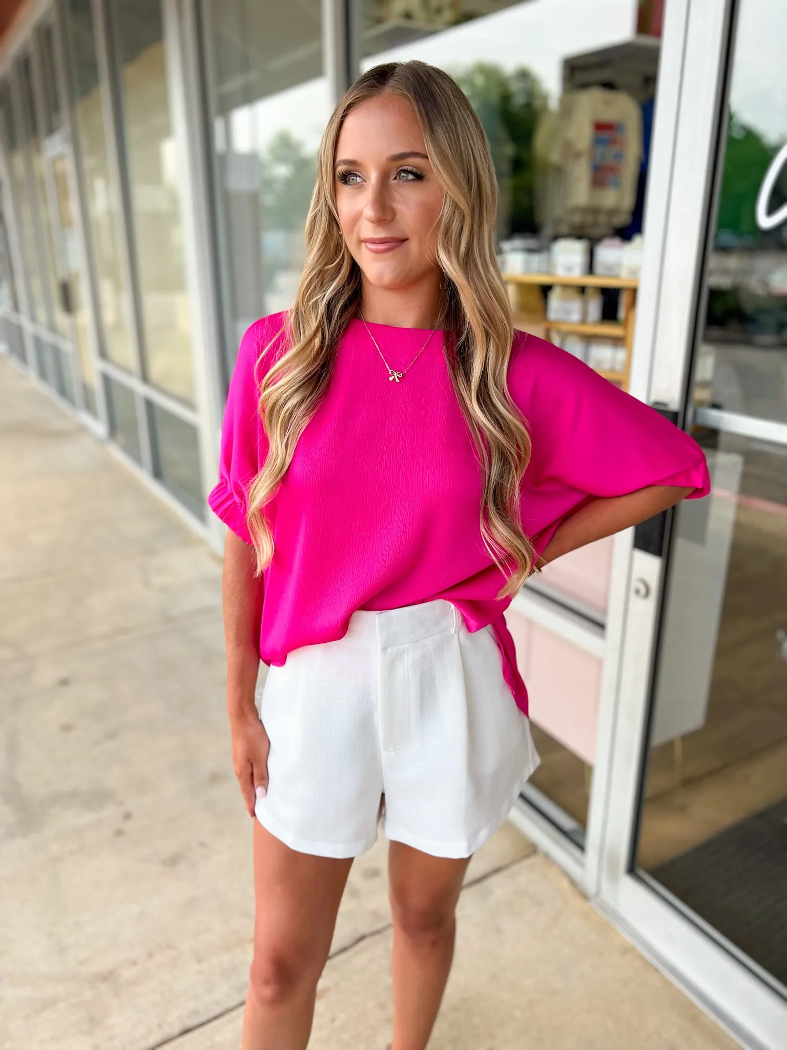 High Expectations White High Waisted Pleated Dress Shorts