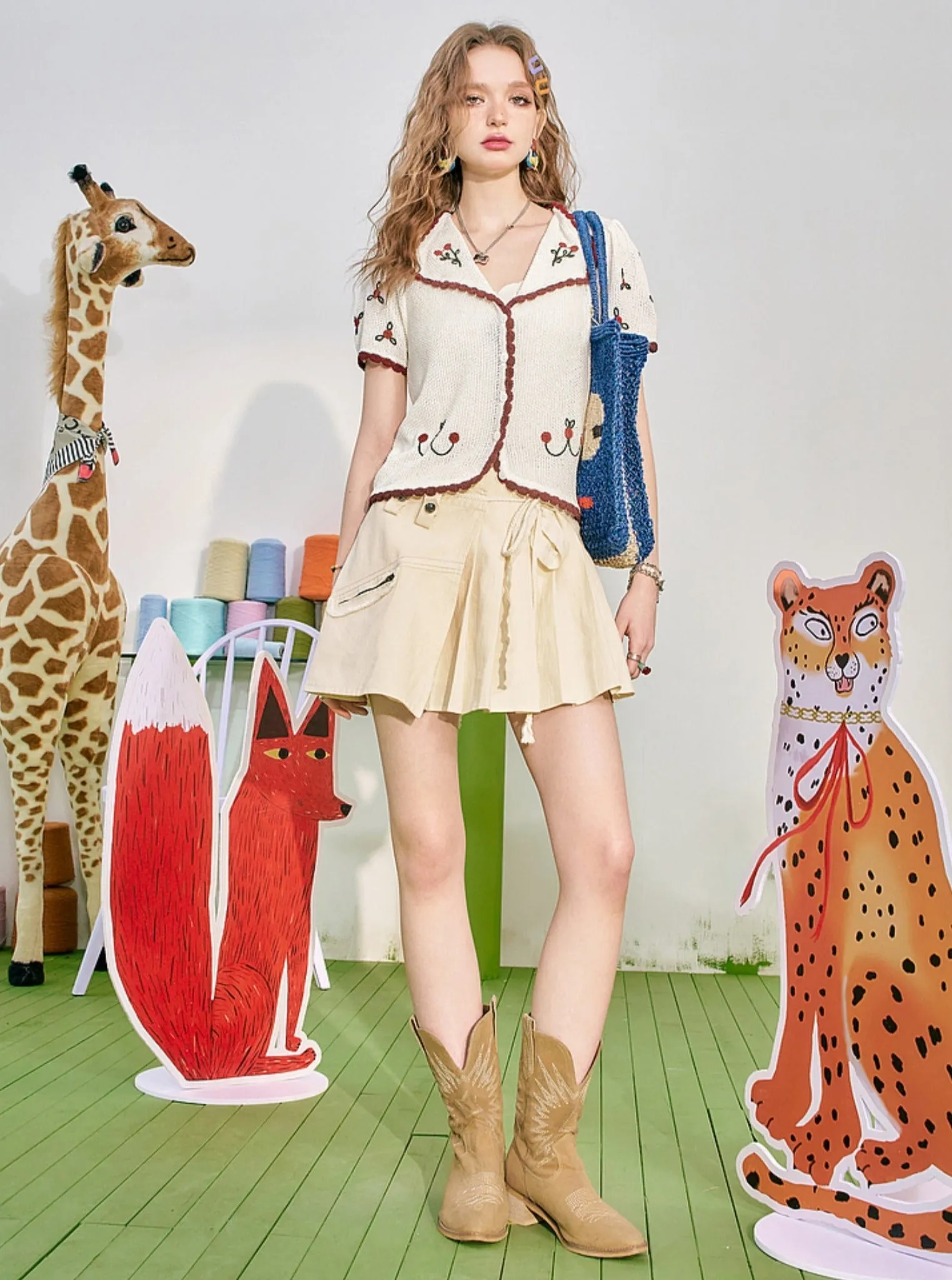 High Waist A-Line Cotton Skirt