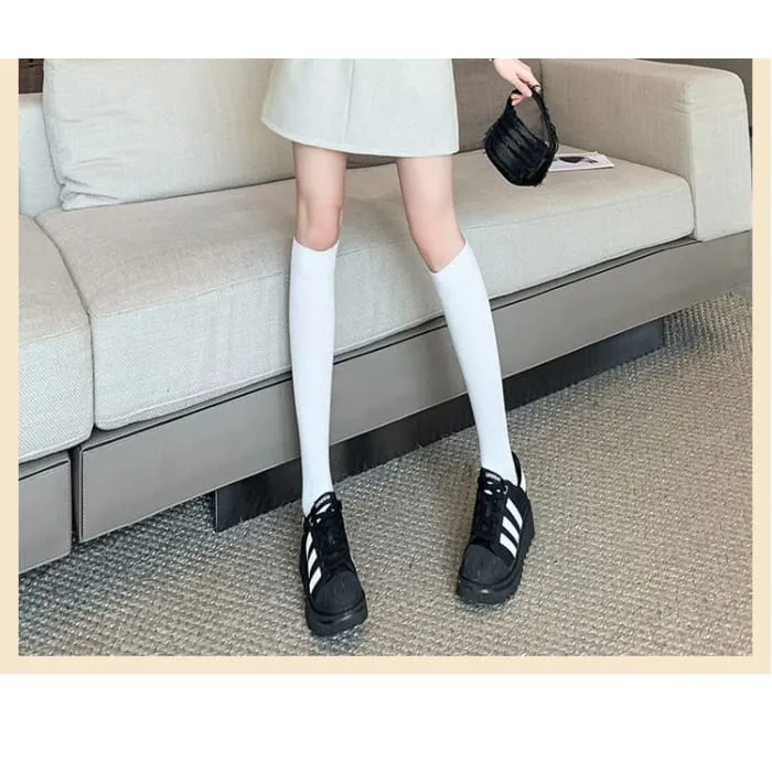 High-Waist Plain A-Line Skirt