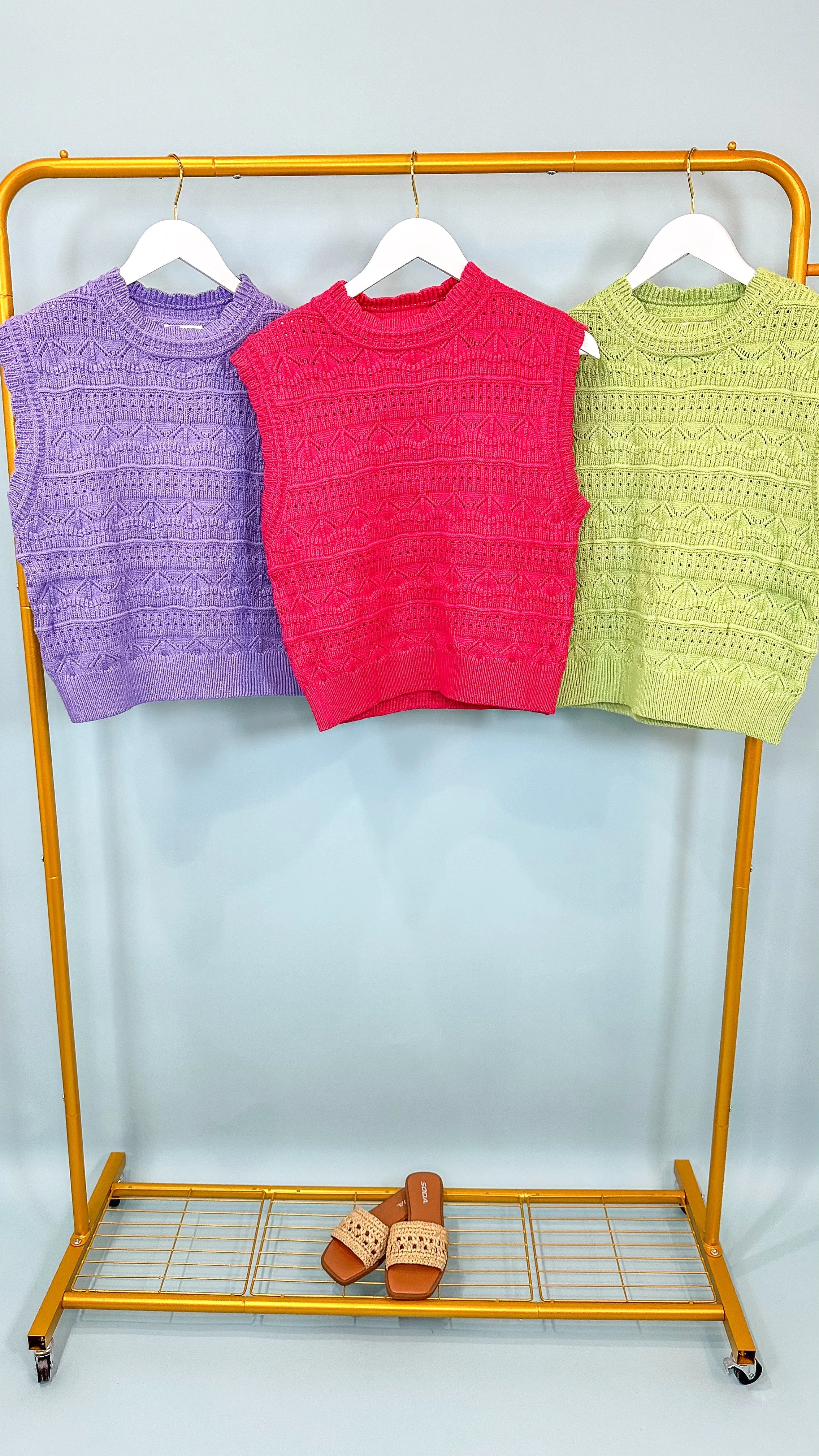 Iris Bloom Pointelle Sweater Vest