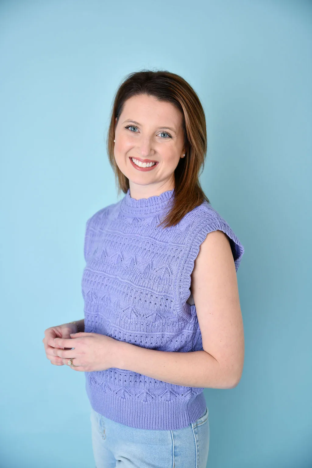 Iris Bloom Pointelle Sweater Vest