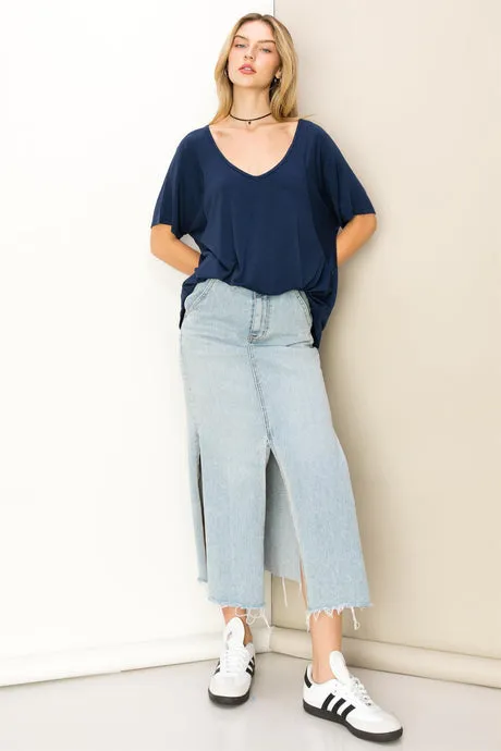 Julia Dark Night Oversized Short Sleeve Top
