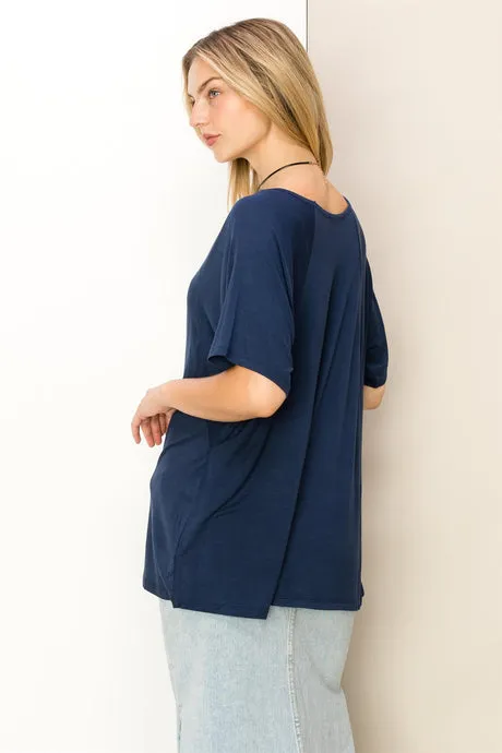 Julia Dark Night Oversized Short Sleeve Top