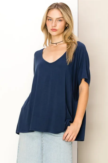 Julia Dark Night Oversized Short Sleeve Top