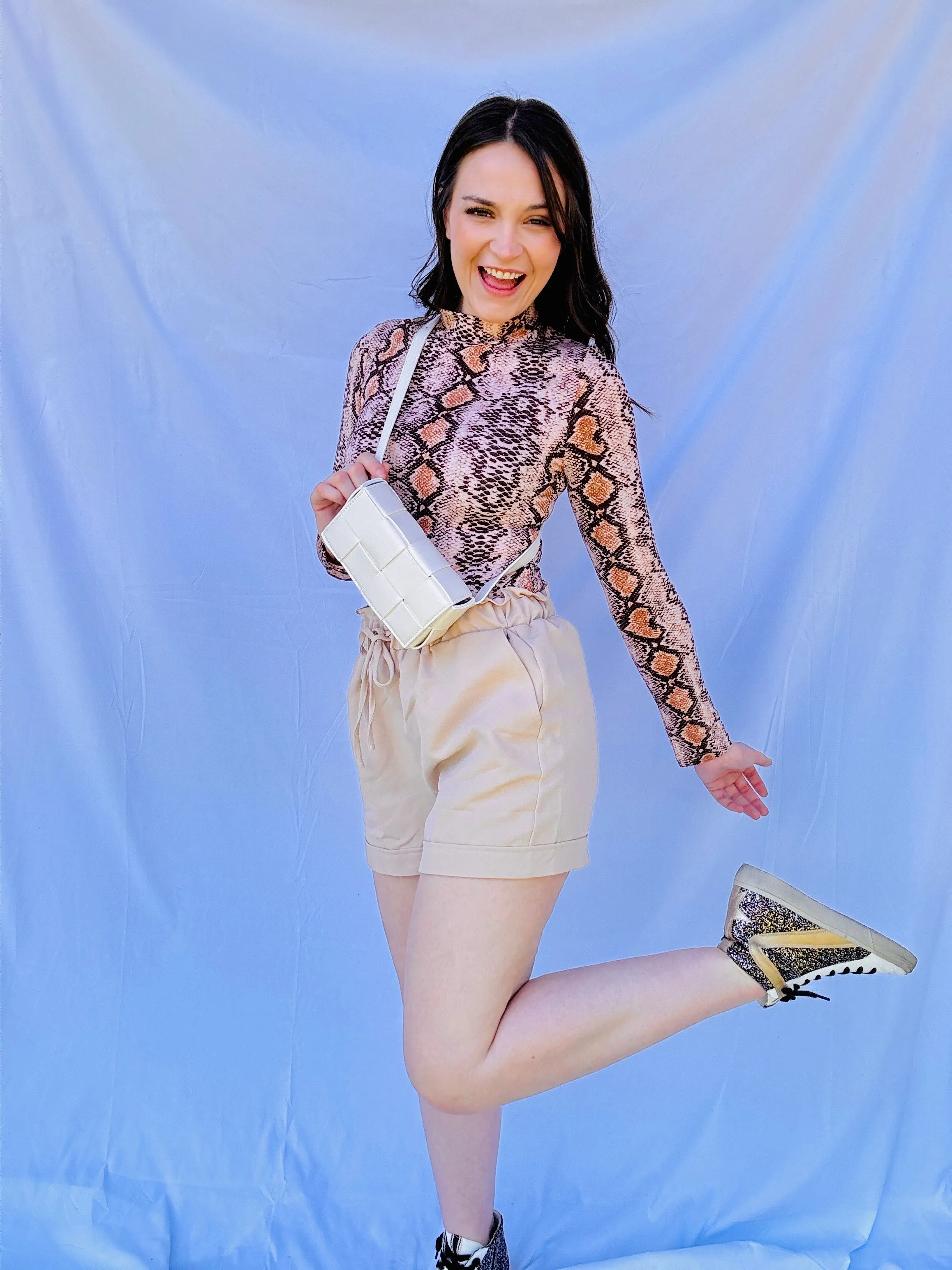Khaki Ruffle Elastic Waist Shorts