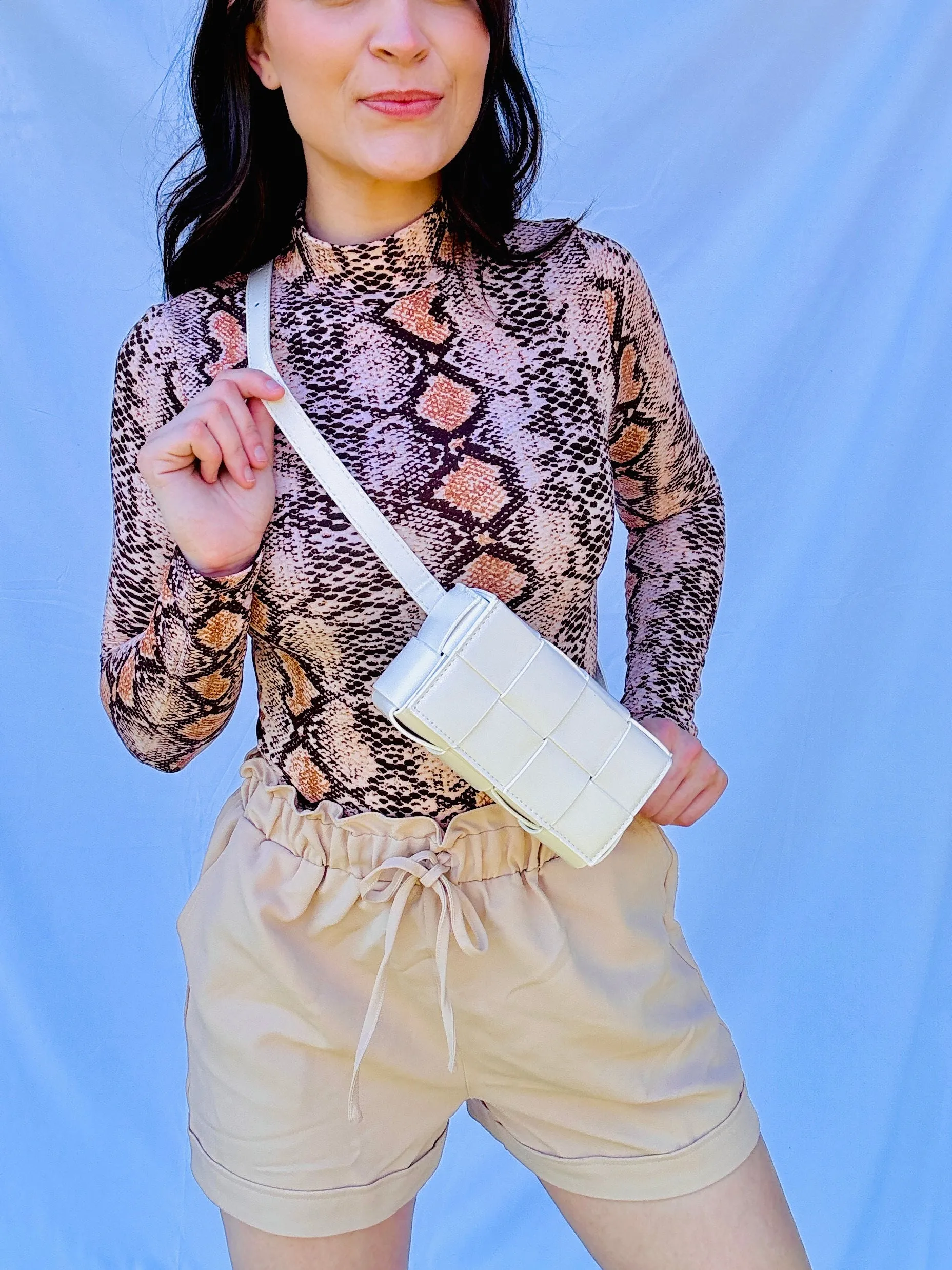 Khaki Ruffle Elastic Waist Shorts