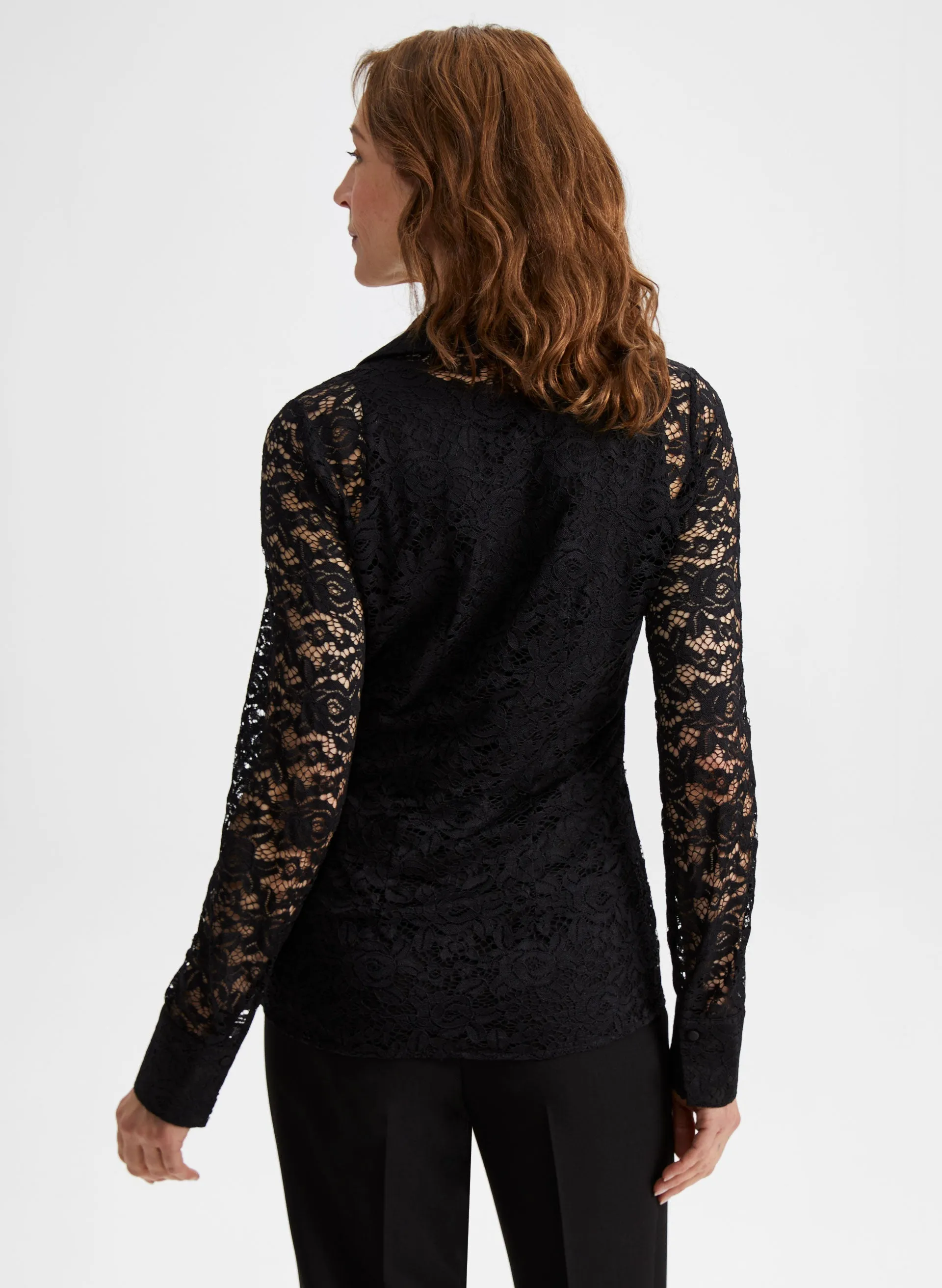 Lace Button-Down Blouse
