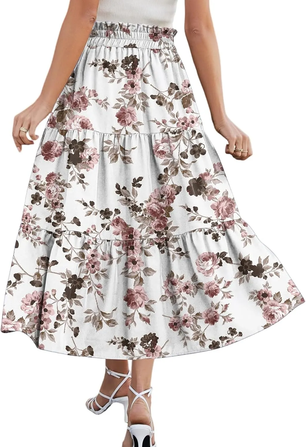 Long Hems Skirts Women Summer Partys Skirt Women's Cozy Slack Floral Expandable