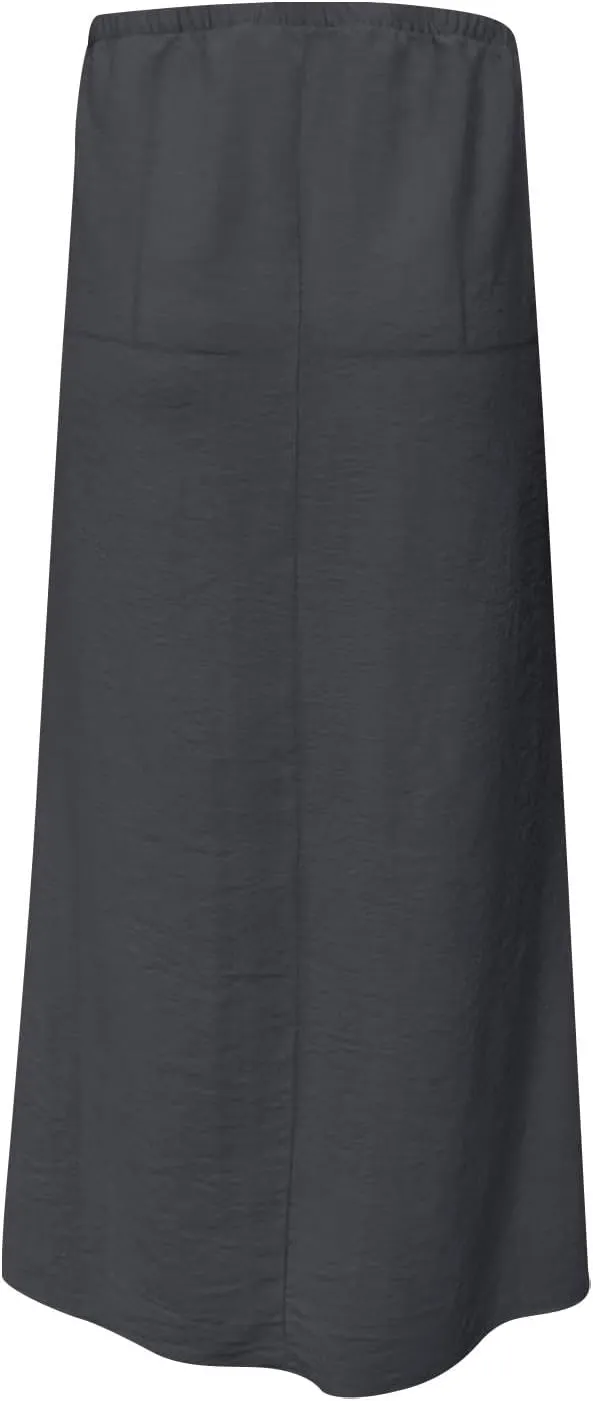 Long Skirts for Women Boho Vacation Flowy Maxi Skirt Lightweight Drawstring Low Rise Ankle Length Slim A Line Skirt
