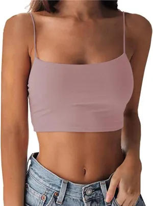 LuFeng Women's Crop Top Cami Camisole Summer Women Sexy Slim Sleeveless Backless Spaghetti Strap Tank Top