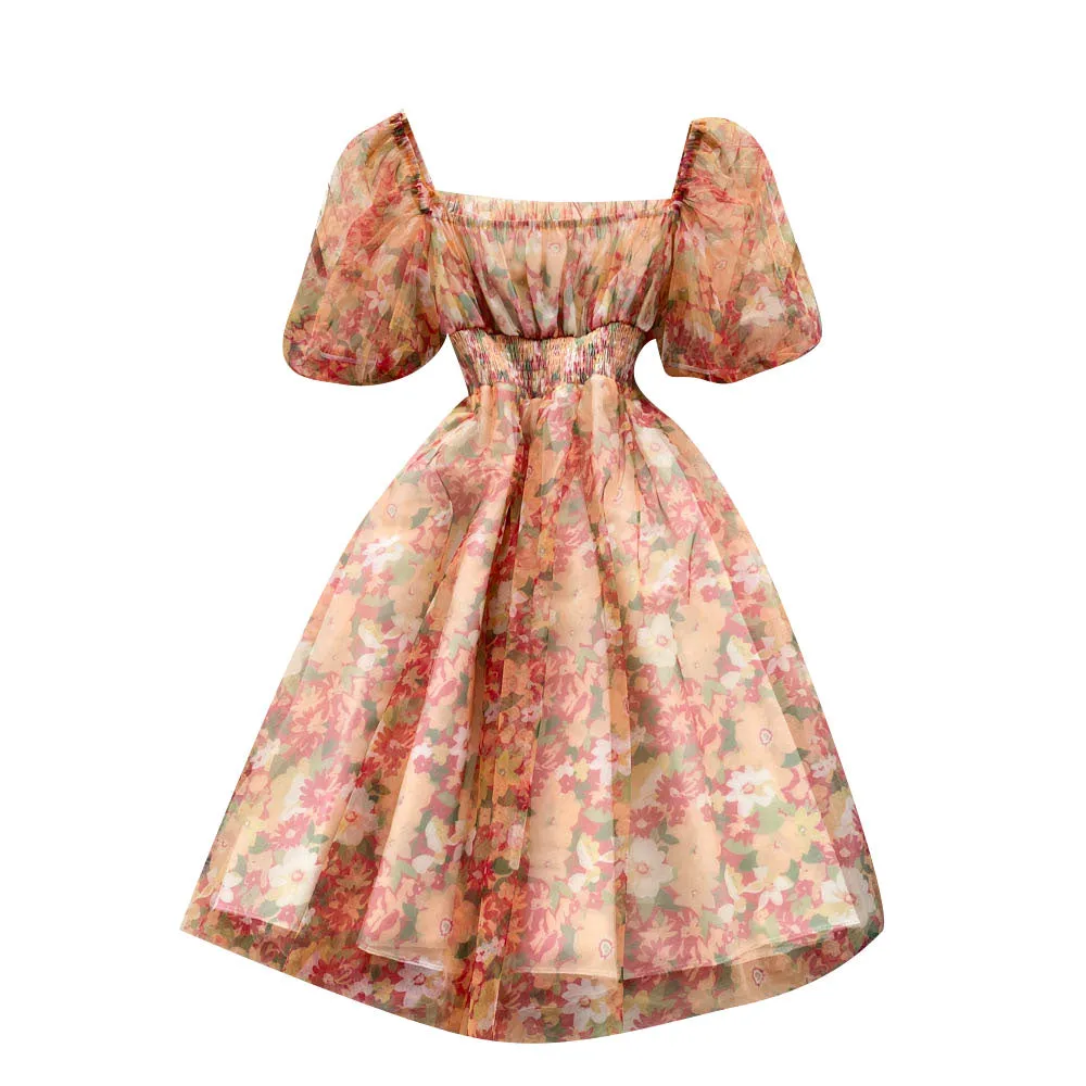 Mesh Chiffon Floral Dress