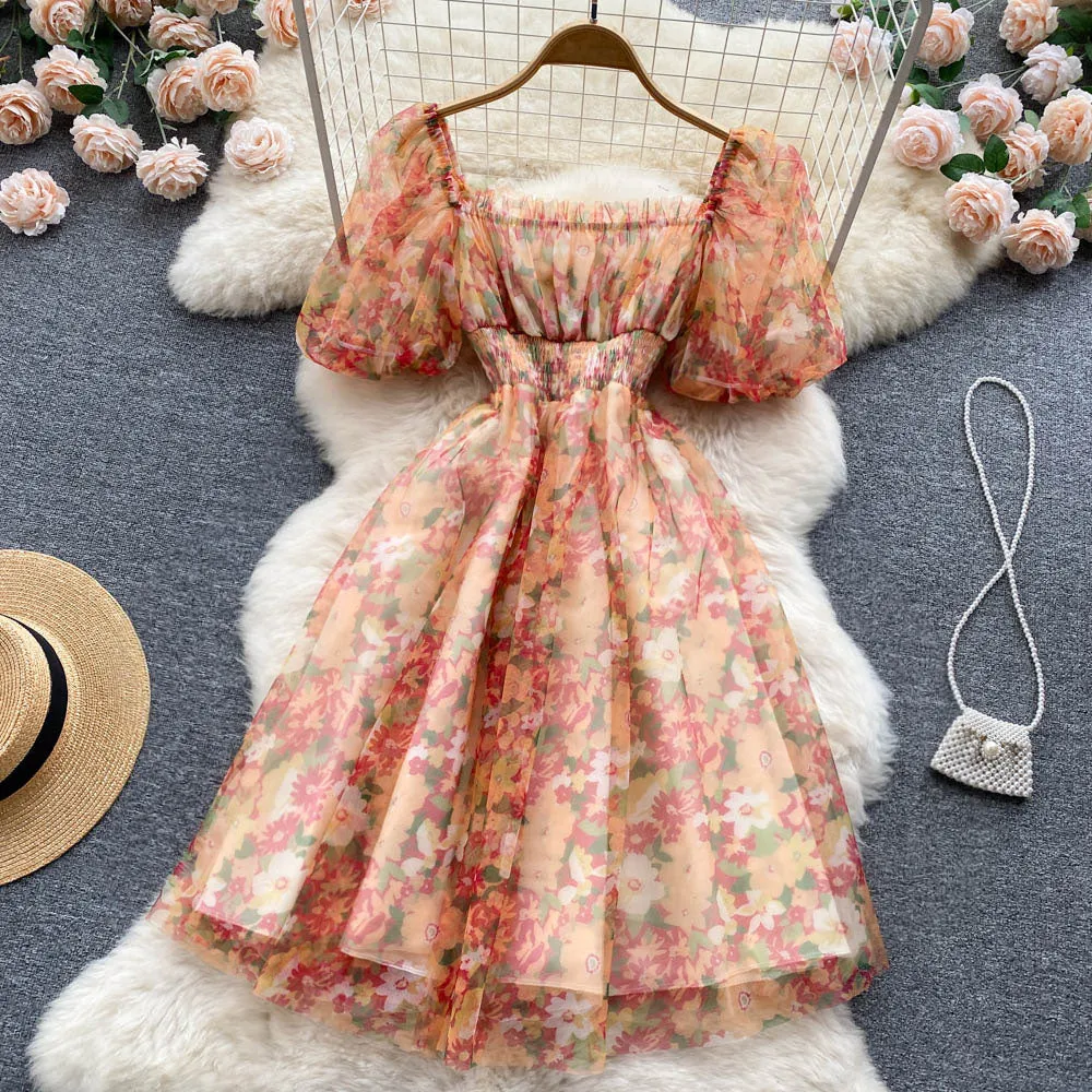 Mesh Chiffon Floral Dress