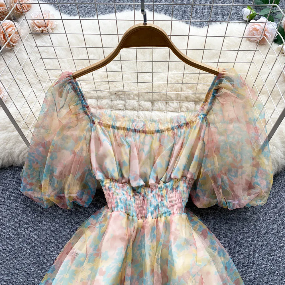 Mesh Chiffon Floral Dress