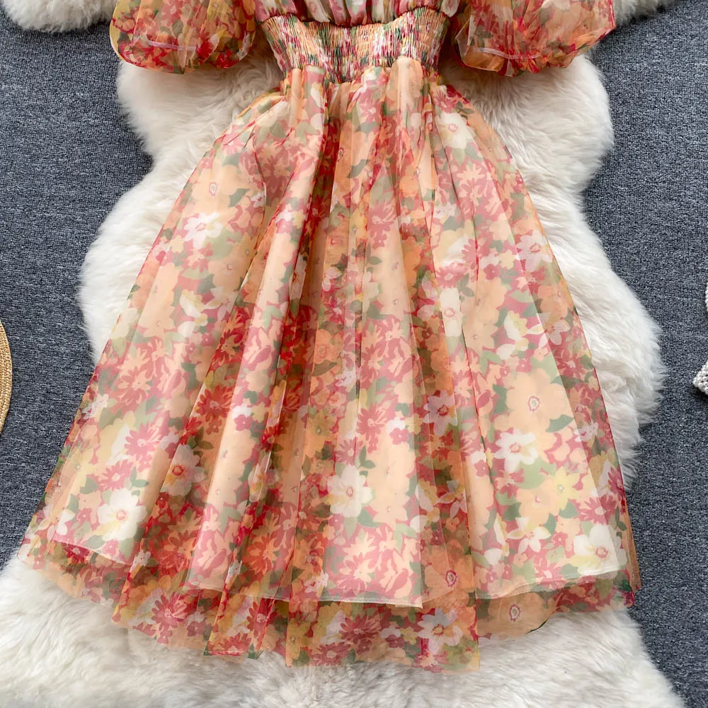 Mesh Chiffon Floral Dress