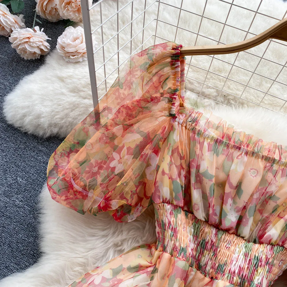 Mesh Chiffon Floral Dress
