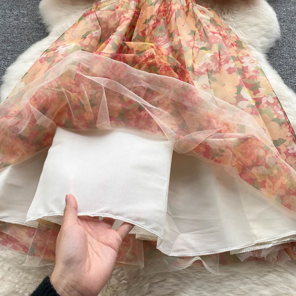 Mesh Chiffon Floral Dress