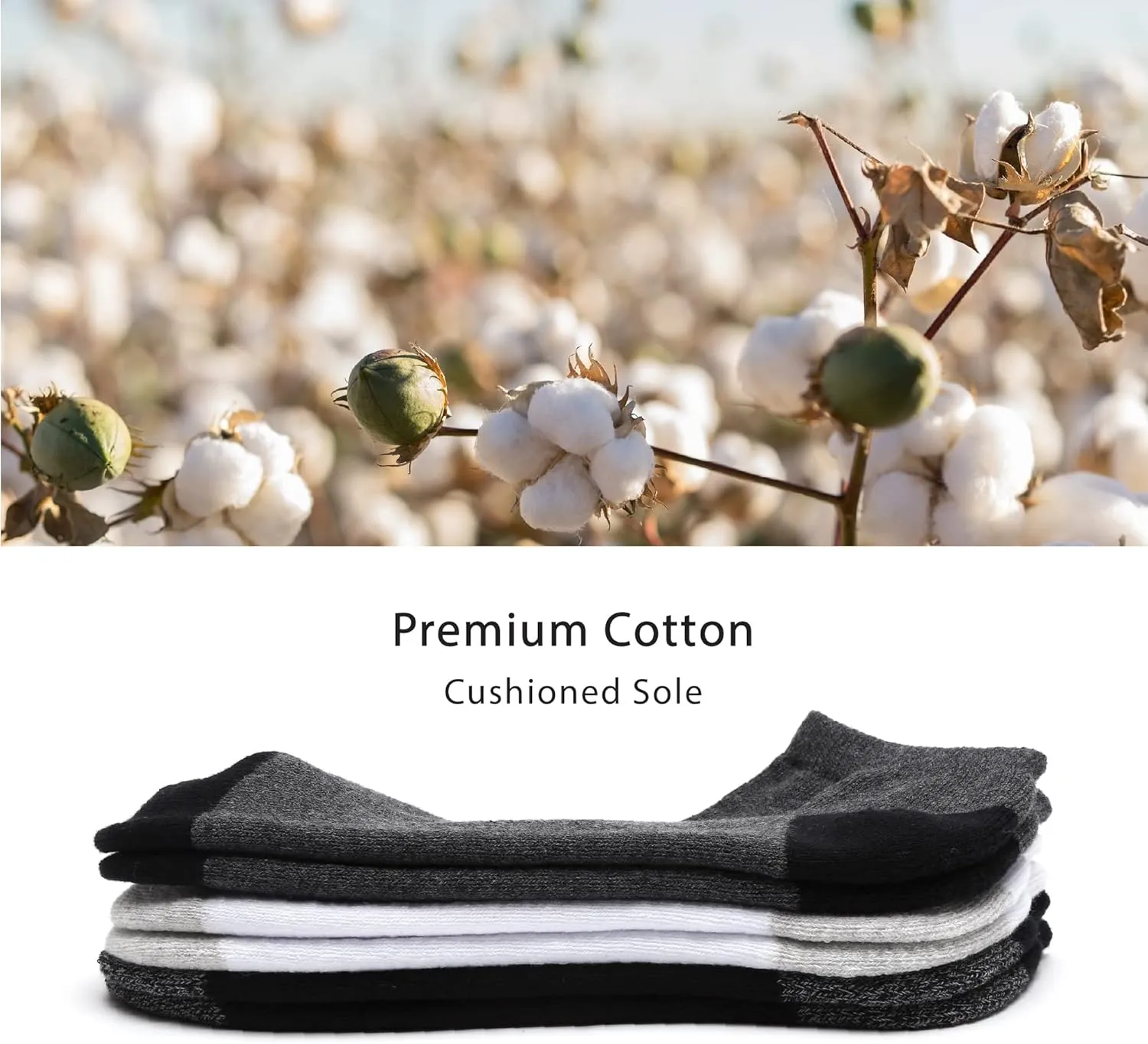 MONFOOT Men's/Women's 4-10 Pairs Cotton Cushion Low Cut Ankle Socks, Multipack