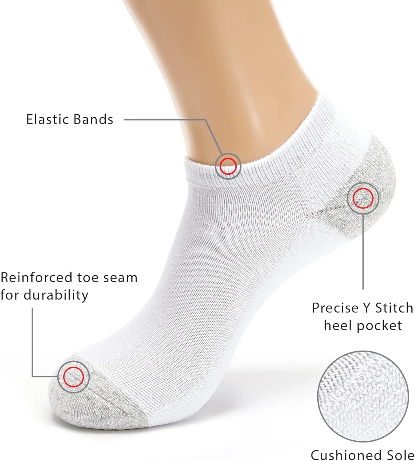 MONFOOT Men's/Women's 4-10 Pairs Cotton Cushion Low Cut Ankle Socks, Multipack