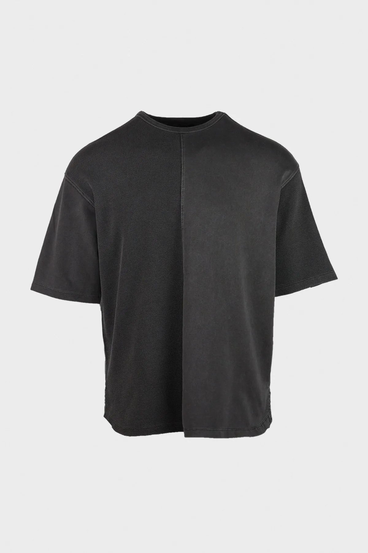 Multi-Fabric Loose-Fit T-Shirt - Charcoal
