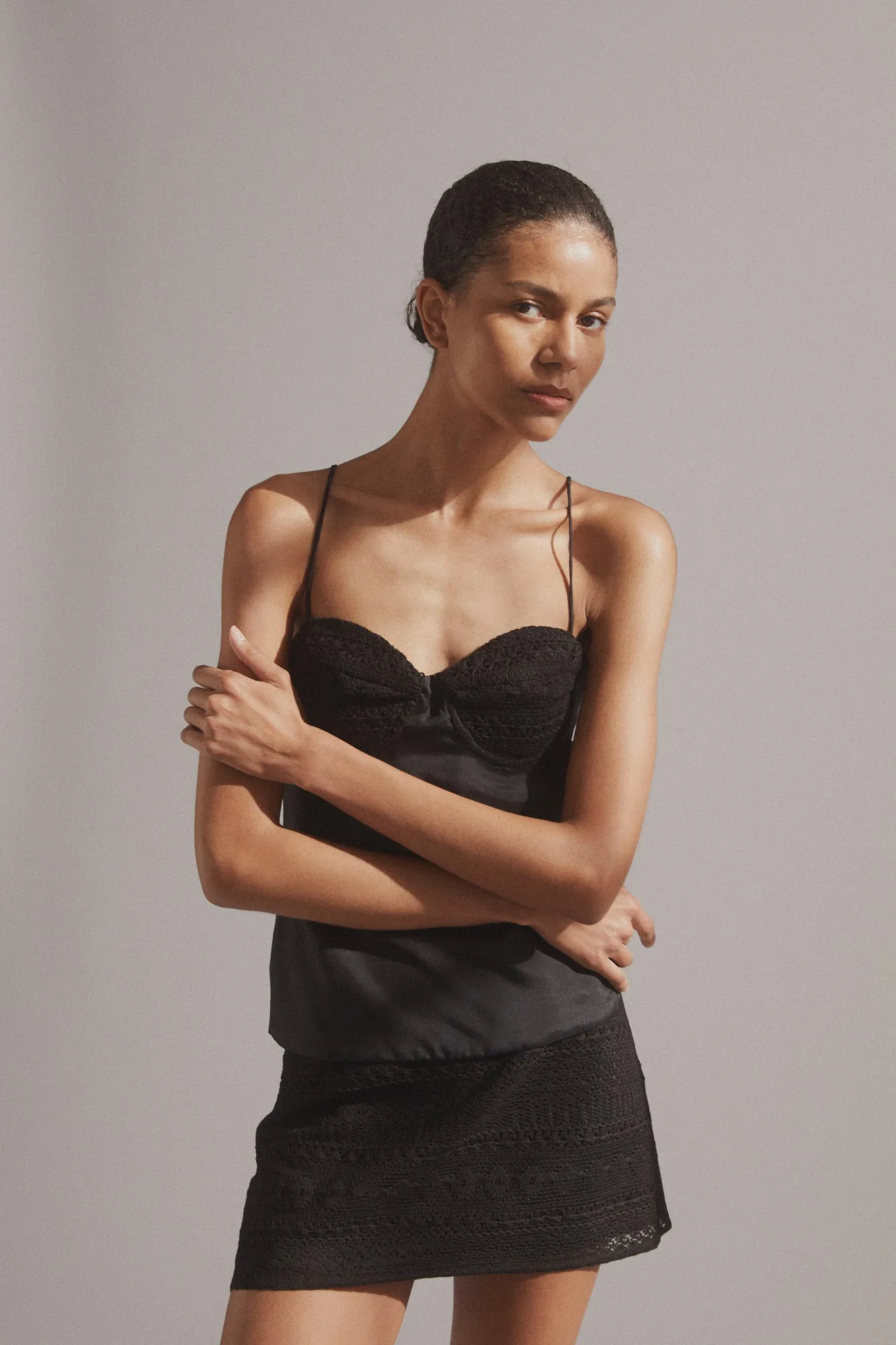 OPHELIA LACE CAMISOLE - BLACK