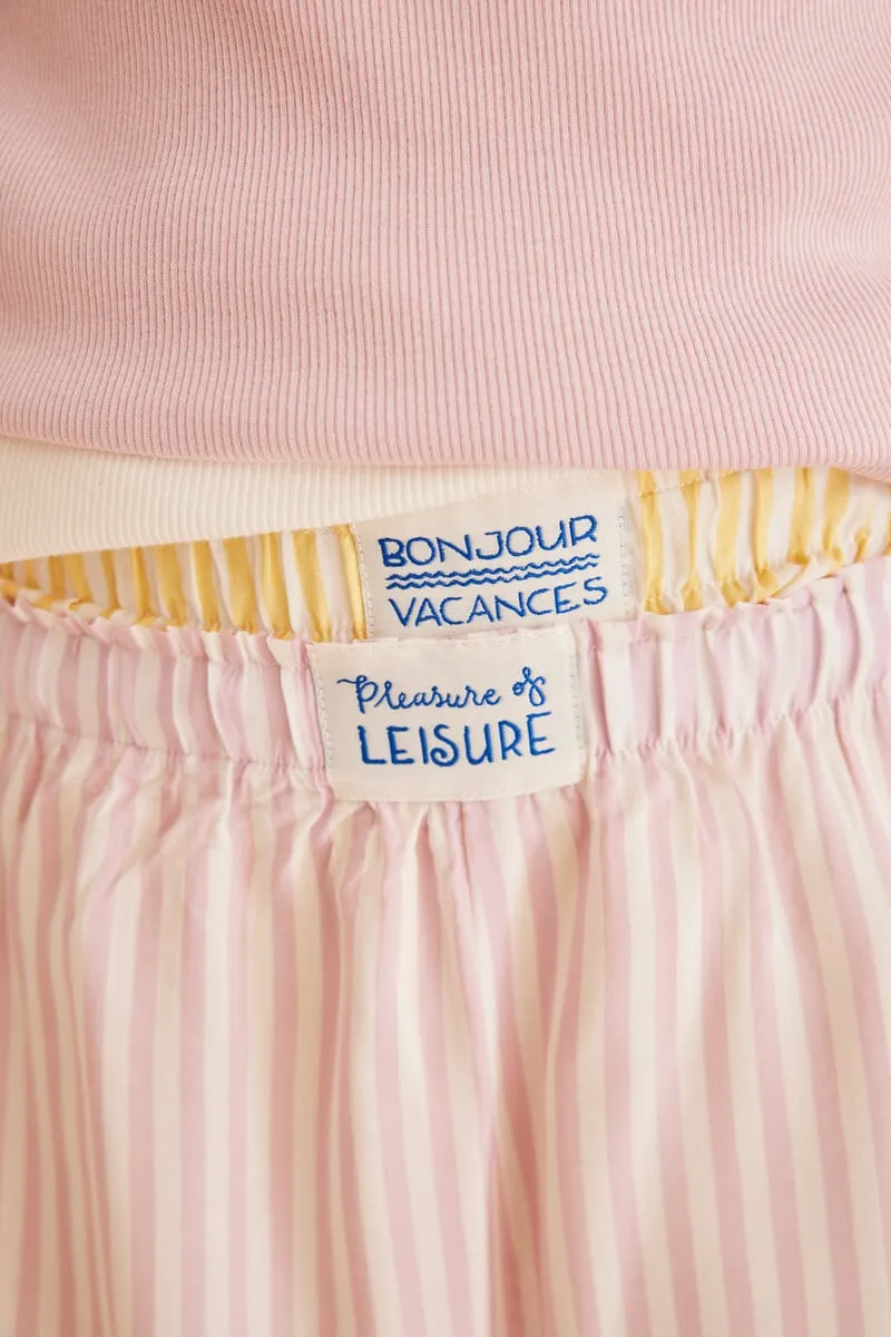 Pink striped short vest pyjamas