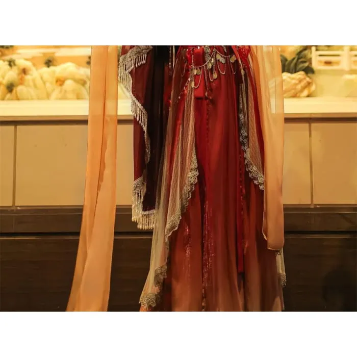 Set: Lolita Strapless Embroidered Crop Top   High Rise Midi A-Line Skirt   Arm Let   Scarf   Veil