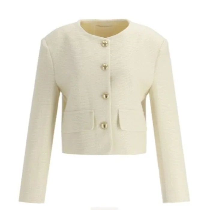 Set: Plain Tweed Button Jacket   High Rise Mini A-Line Skirt