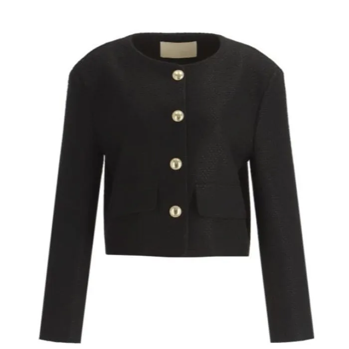 Set: Plain Tweed Button Jacket   High Rise Mini A-Line Skirt
