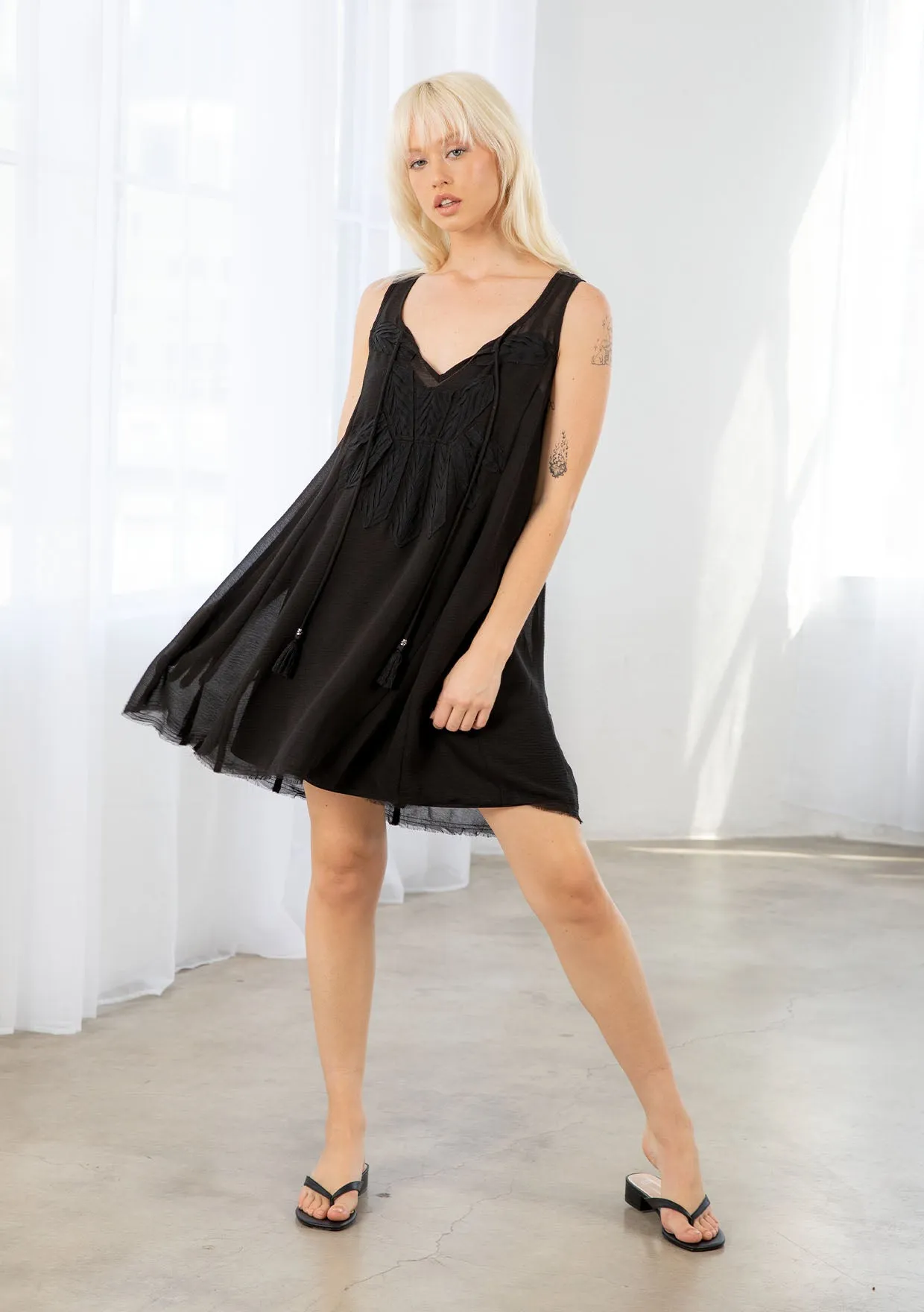 Sheer Chiffon Sleeveless Tank Mini Dress