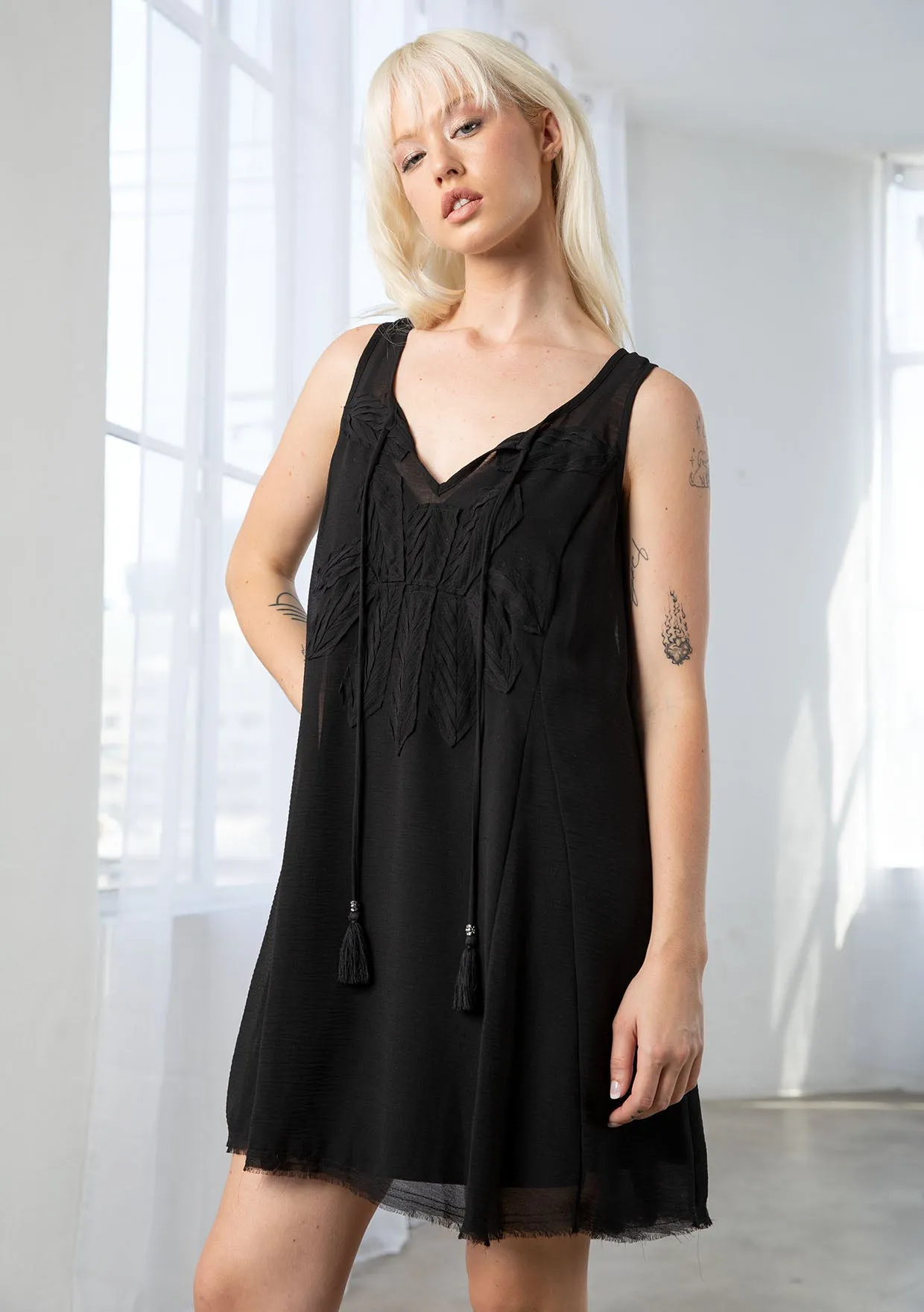 Sheer Chiffon Sleeveless Tank Mini Dress