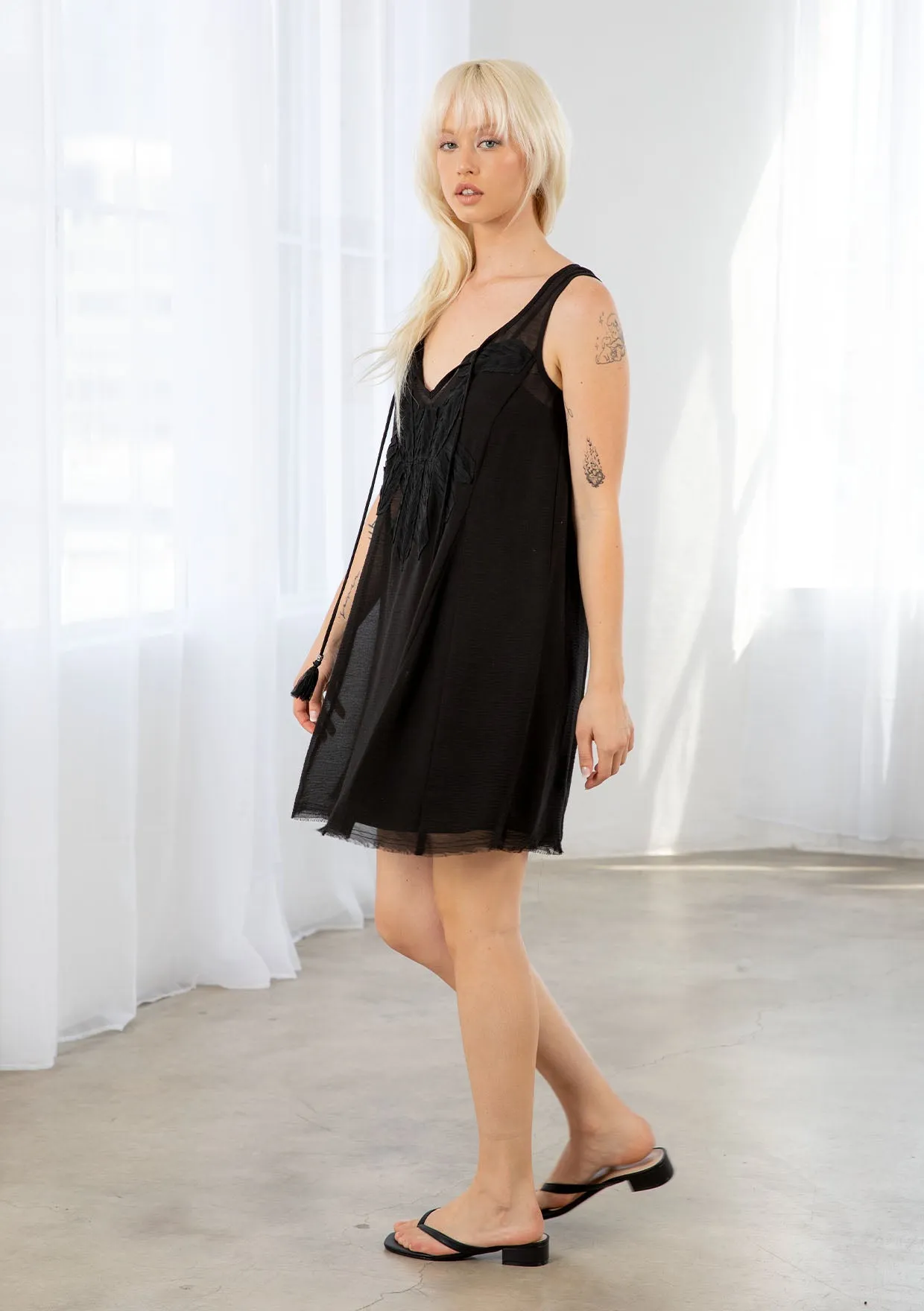 Sheer Chiffon Sleeveless Tank Mini Dress