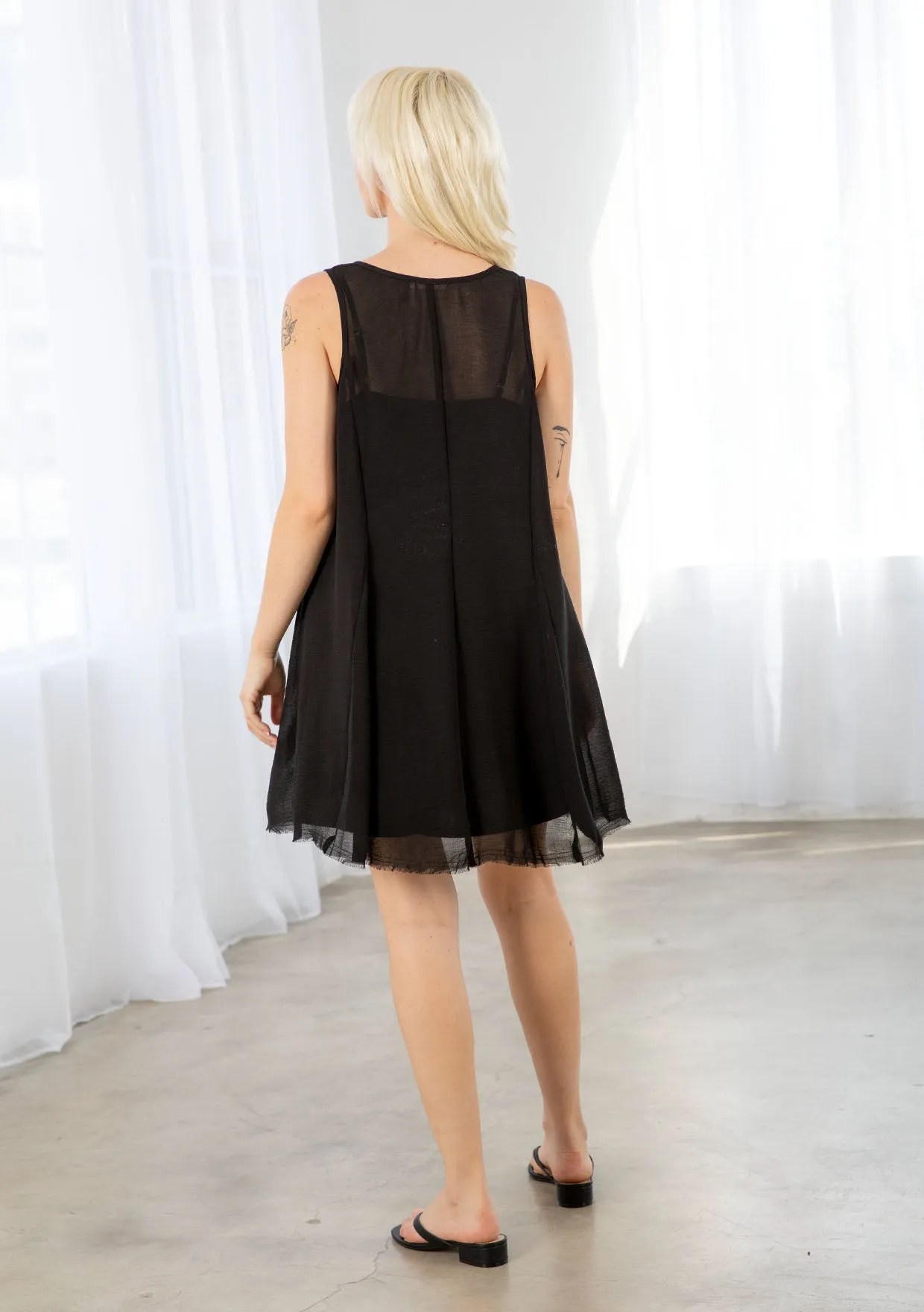 Sheer Chiffon Sleeveless Tank Mini Dress